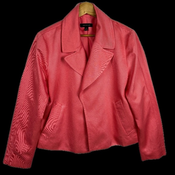 Ann Taylor Womens Crop Open Front Blazer Sz M Coral Pink Office Business Career - Picture 1 of 9